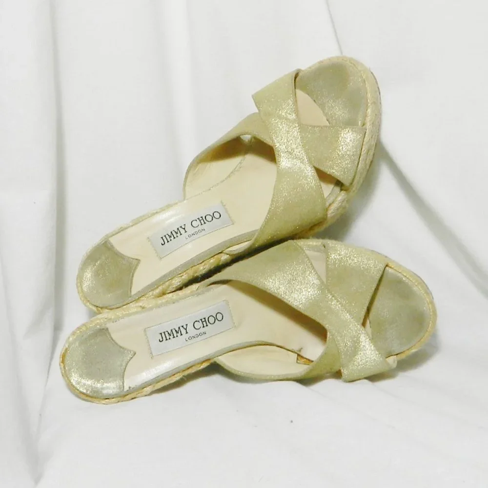 Jimmy Choo Shimmery Espadrille Slides Eu 39